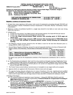 CBSE Tender Form A