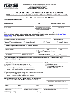Florida Motor Vehicle Record Request Form