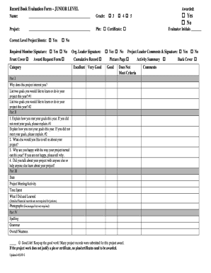 Fillable Online fyi uwex Record Book Evaluation Form Junior 2012.doc ...
