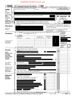 US Individual Income Tax Return Form 1040