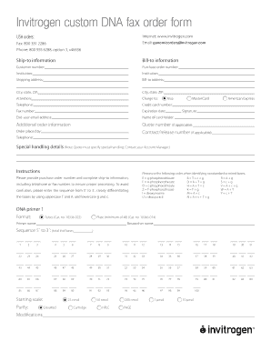 Invitrogen Custom DNA Fax Order Form