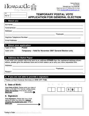 UK Temporary Postal Vote Application
