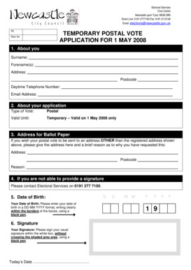 UK Temporary Postal Vote Application