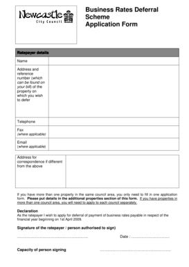 Business Rates Deferral Application Form