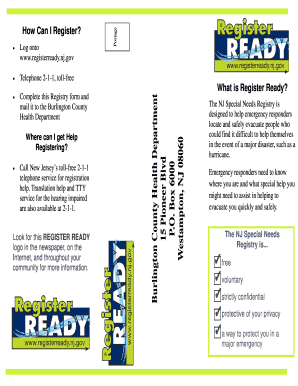 NJ Special Needs Registry Form