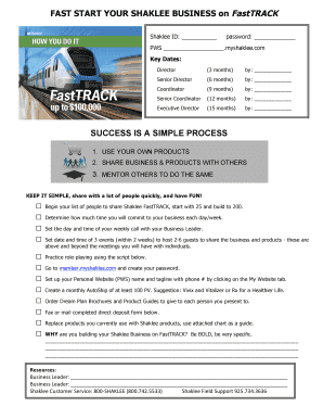 Shaklee FastTRACK Business Plan