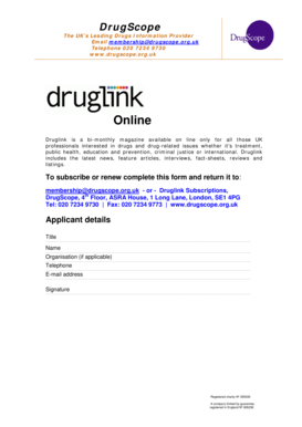 Druglink Magazine Subscription Form