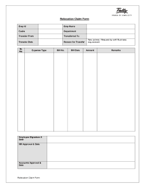 Relocation Claim Form