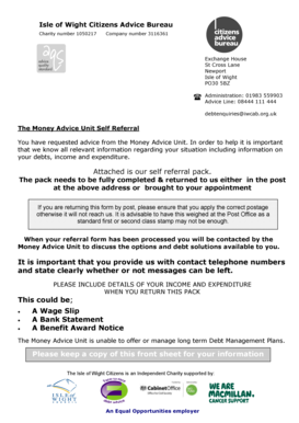 Money Advice Self Referral Form