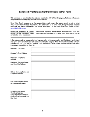 Enhanced Proliferation Control Initiative Form