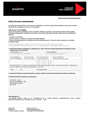 Suunto Product Return Form