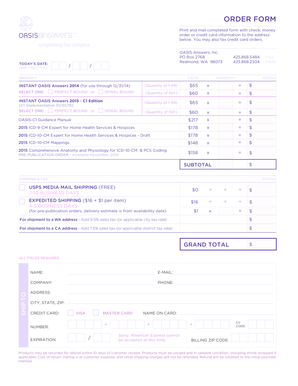 OASIS Answers Order Form