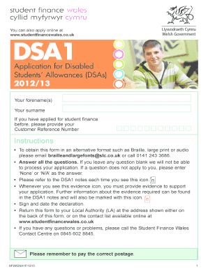 Disabled Students' Allowances Application