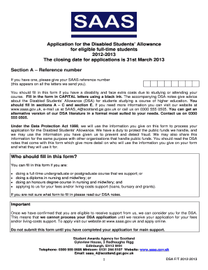 Disabled Students' Allowance Application
