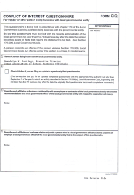 Conflict of Interest Questionnaire Form C-IQ