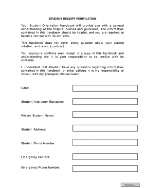 Student Receipt Verification Form