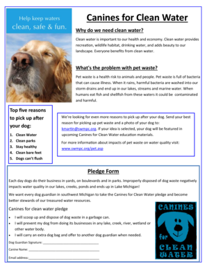 Canines for Clean Water Pledge Form