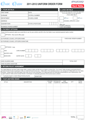 Uniform Order Form