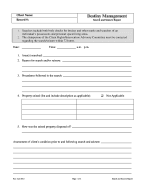 Search and Seizure Report