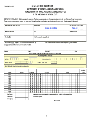 North Carolina Travel Expense Reimbursement Form