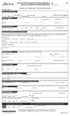 Alberta 24 Hour Driver Suspension Notice