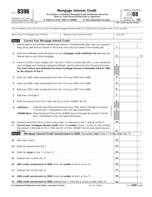 Form 8396 Mortgage Interest Credit
