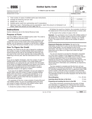 IRS Form 8906 Distilled Spirits Credit