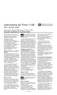 IRS Form 1139 Instructions