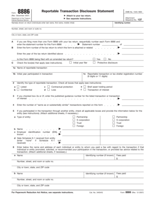 IRS Form 8886 Reportable Transaction Disclosure Statement