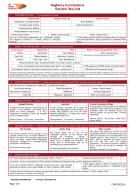 UK Power Networks Highway Connections Service Request