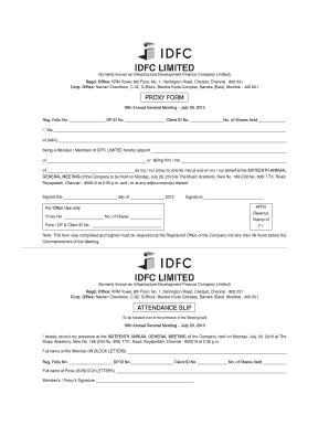 IDFC Proxy Form