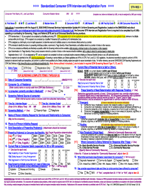 Standardized Consumer STR Interview and Registration Form