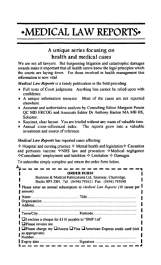 Medical Law Reports Subscription Form