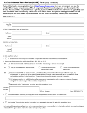 Author-Directed Peer-Review Form