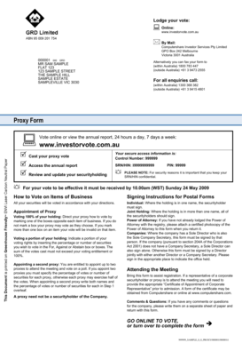 Proxy Form for GRD Limited Annual General Meeting