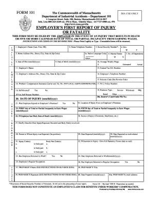 Massachusetts Employer’s First Report of Injury or Fatality