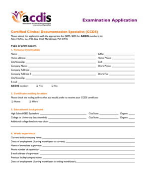Certified Clinical Documentation Specialist Application