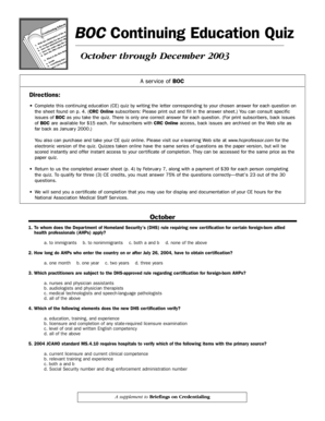 BOC Continuing Education Quiz