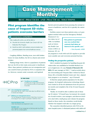 Emergency Department Visit Reduction Pilot Program Form