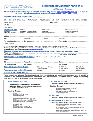 Individual Membership Form 2013