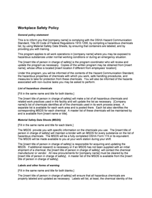 Workplace Safety Policy