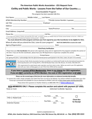 American Public Works Association CEU Request Form
