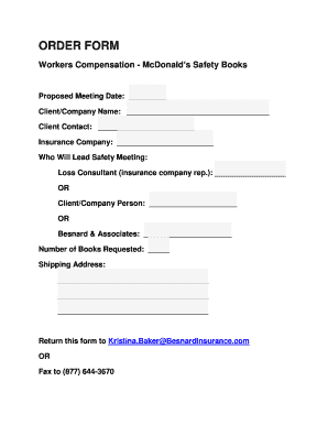 Workers Compensation Order Form