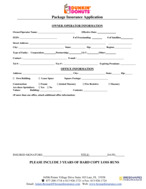 Package Insurance Application Form