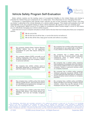 Vehicle Safety Program Self-Evaluation Form