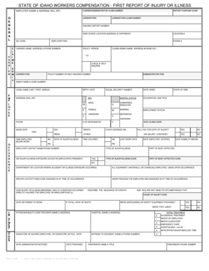 Idaho Workers Compensation First Report of Injury or Illness