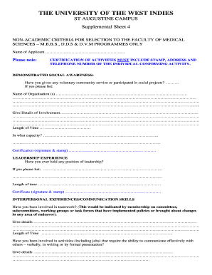 Prescribed application form. - UWI St. Augustine - University of the ... - sta uwi