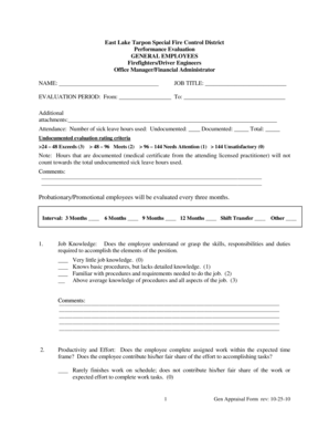 Appraisal -General Employee - East Lake Fire Rescue - elfr