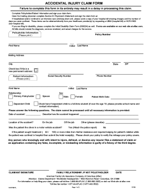 Accidental Injury Claim Form
