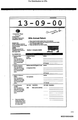 UK Companies House Annual Return Form